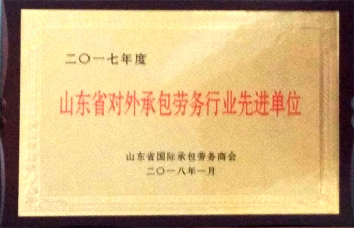 对外承包劳务行业先进单位